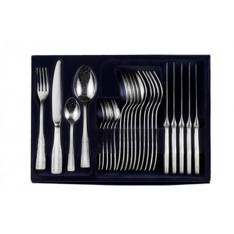 Zestaw posrebrzanych sztućców obiadowych, oksydowany - 24 szt.
