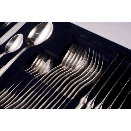 Zestaw posrebrzanych sztućców obiadowych, oksydowany - 24 szt.