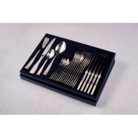 Zestaw posrebrzanych sztućców obiadowych, oksydowany - 24 szt.