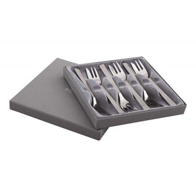 Zestaw widelczyków do ciast, posrebrzanych, satynowy - 6 szt. (model północny)