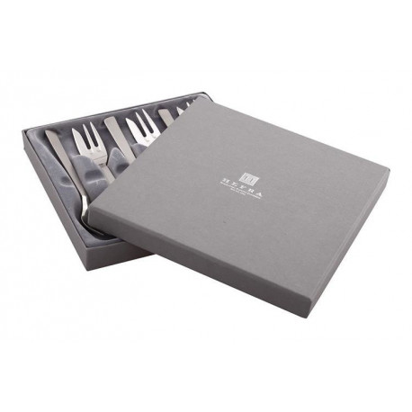 Zestaw widelczyków do ciast, posrebrzanych, satynowy - 6 szt. (model północny)